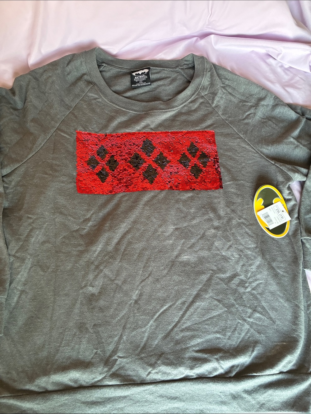 NWT DC Comics Batman Harley Quinn Reversible Sequin Sweatshirt 2XL
